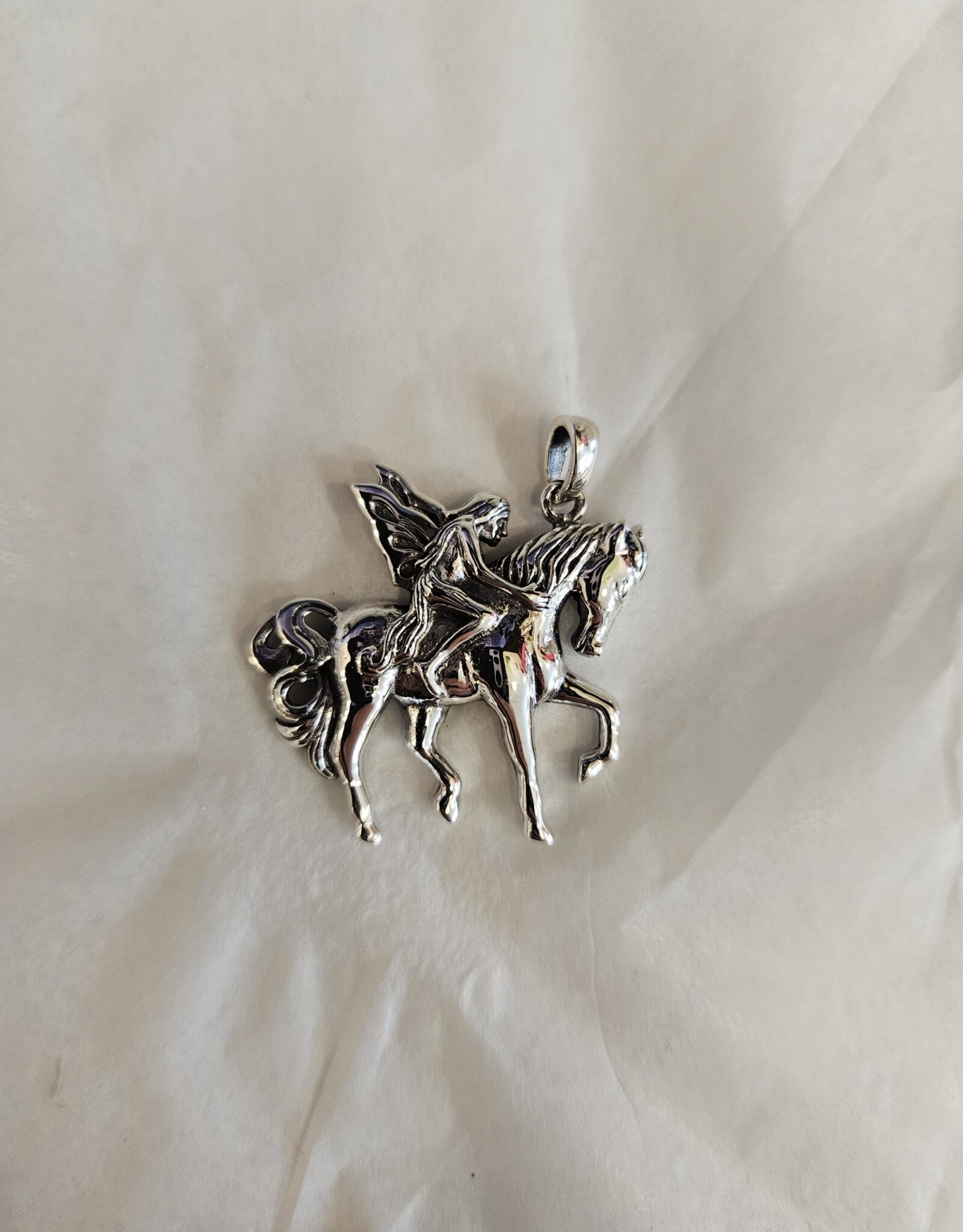 Fairy on Horse Pendant Sterling Silver