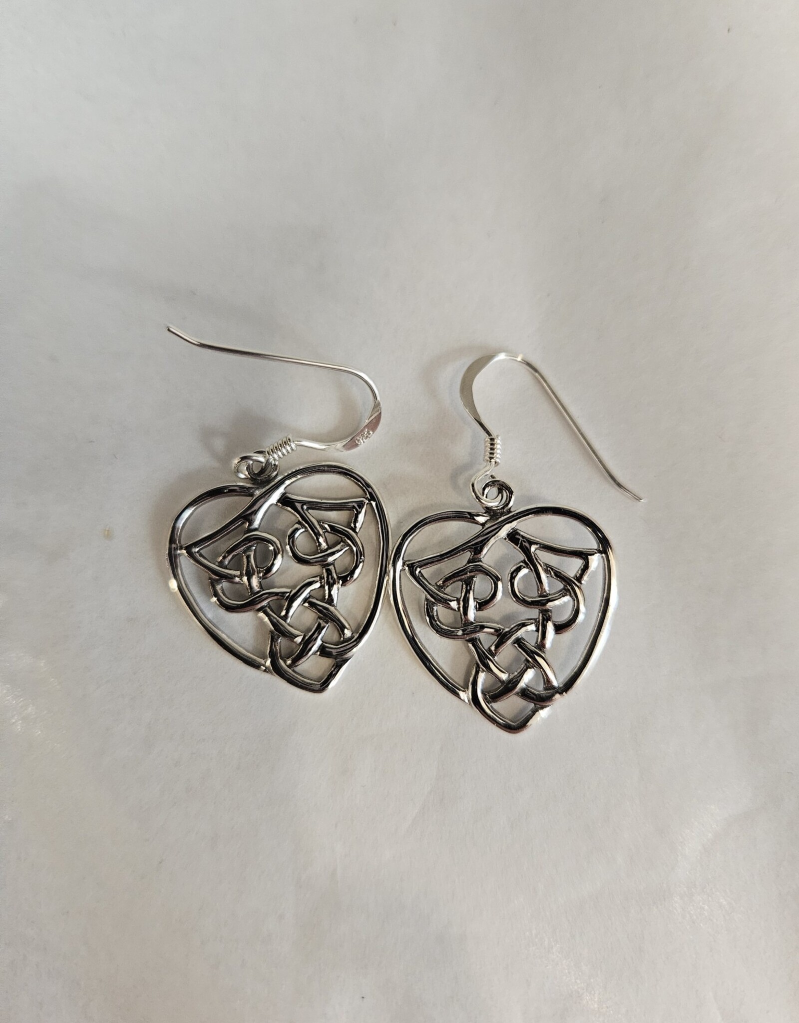 Celtic Heart Dangle Earrings Sterling Silver