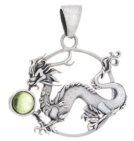 Dragon Pendant with Peridot Sterling Silver