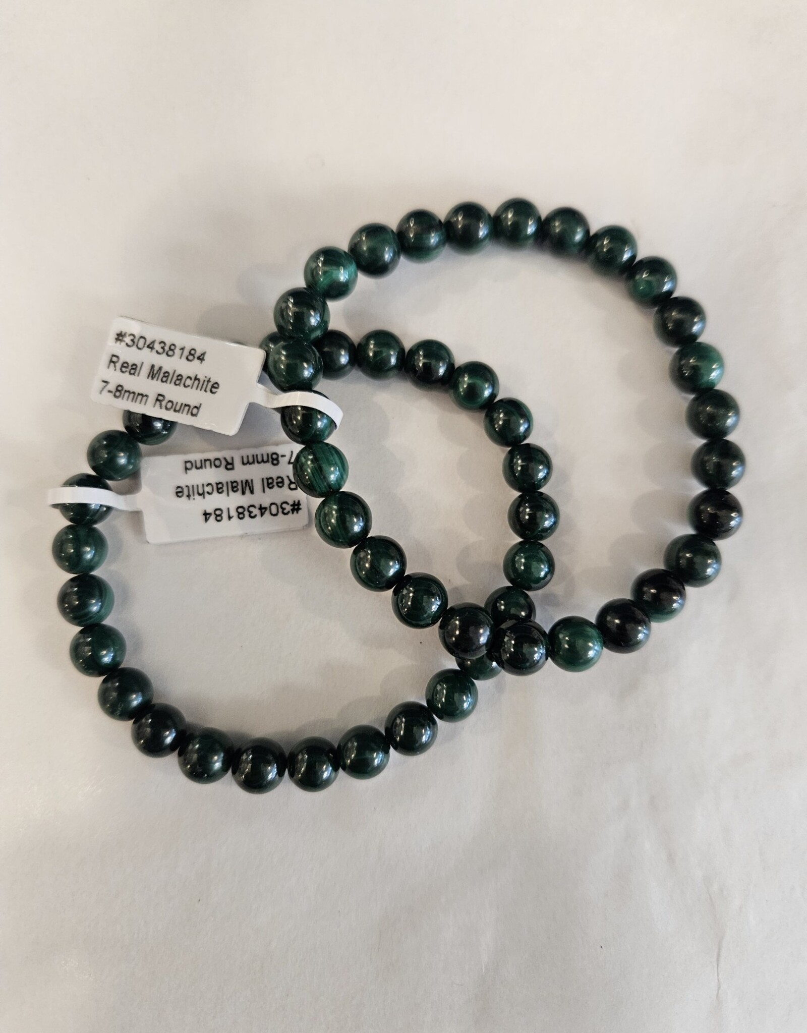 Malachite (Real) Round Bracelet, 7-8mm