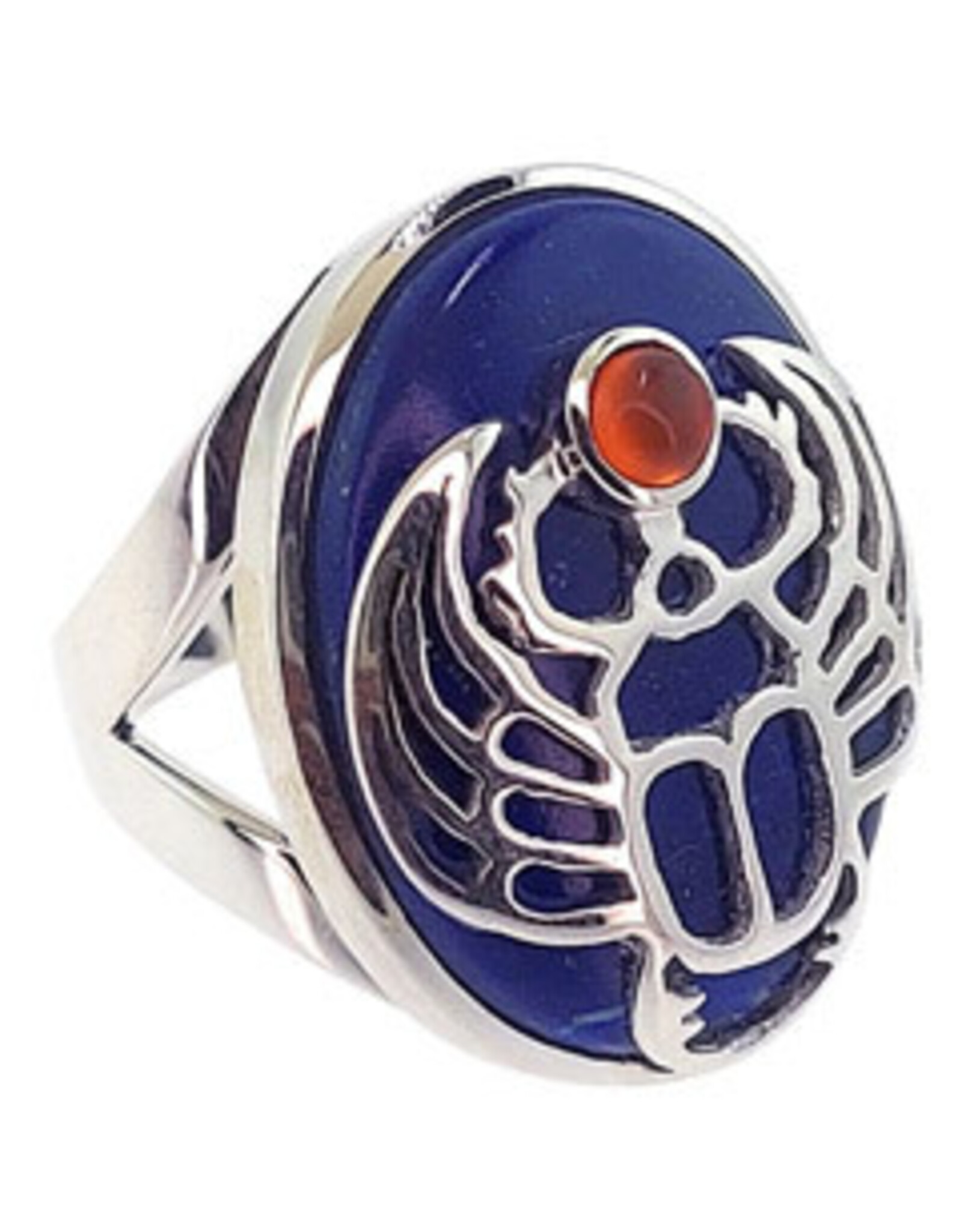 Scarob Lapis Lazuli/Carnelian Sterling Silver Ring