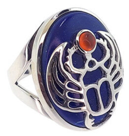 Scarob Lapis Lazuli/Carnelian Sterling Silver Ring
