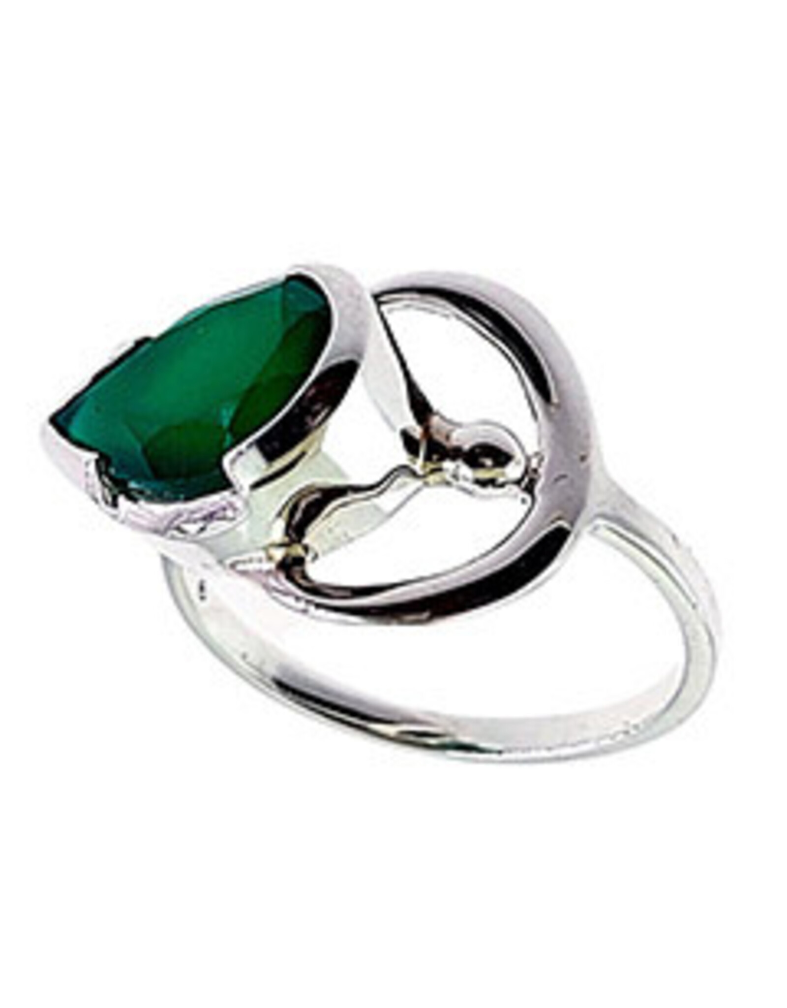 Goddess Faceted Green Onyx Sterling Silver Ring