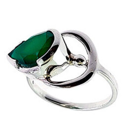 Goddess Faceted Green Onyx Sterling Silver Ring