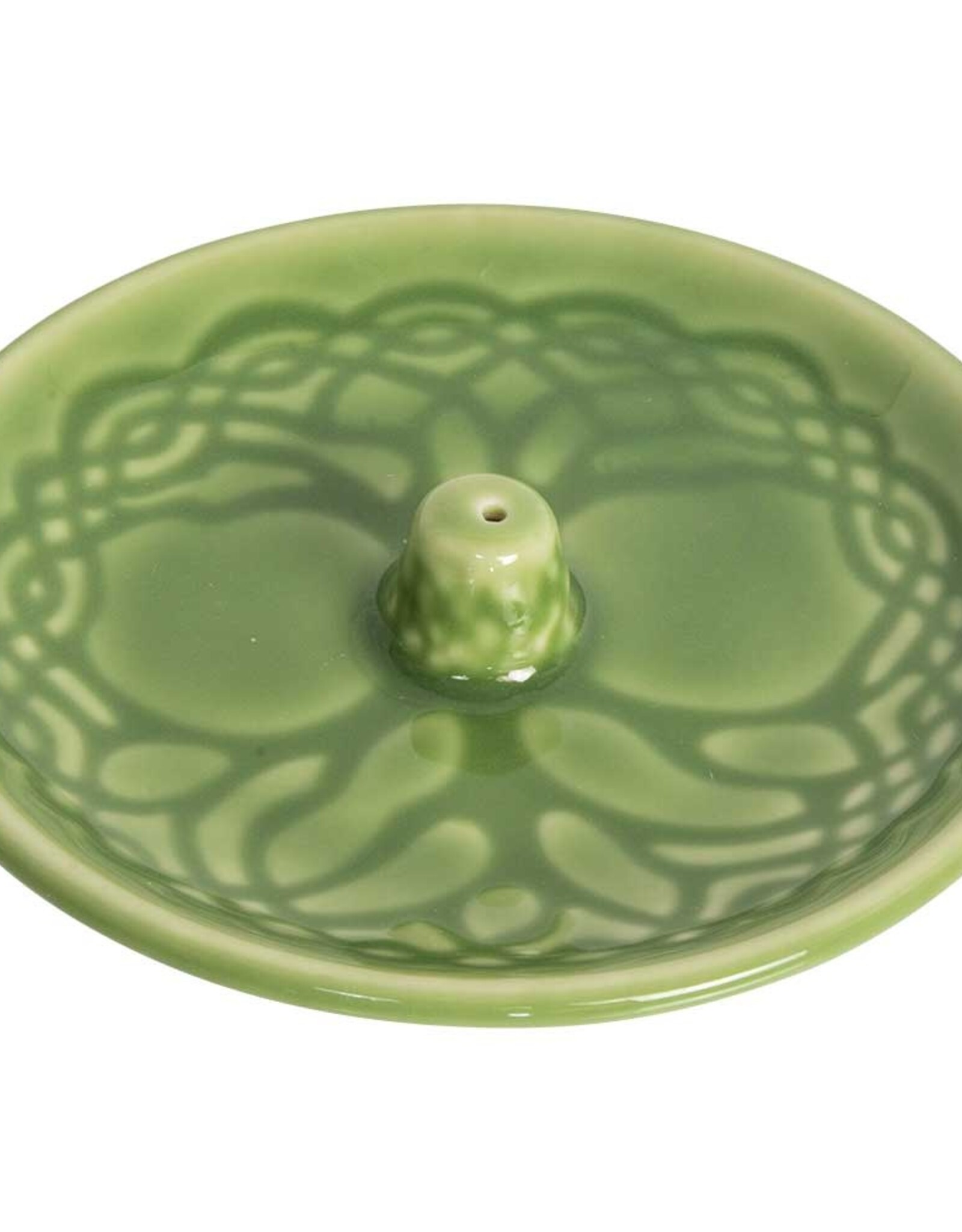 CERAMIC INCENSE HOLDER-ROUND-TREE OF LIFE 4.75″