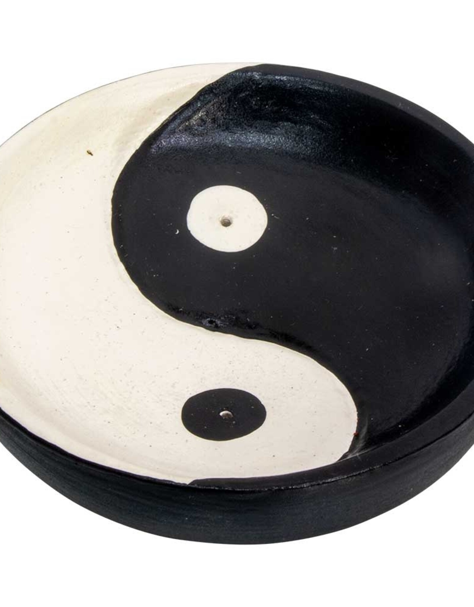 WOOD ROUND INCENSE HOLDER-YIN YANG 3.5″DIA
