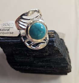 Carved Style Turquoise Sterling Silver Ring