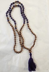 Sandalwood & Amethyst Mala Necklace