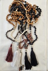 Sandalwood with Semi-Precious Stones or Lava Beads Mala