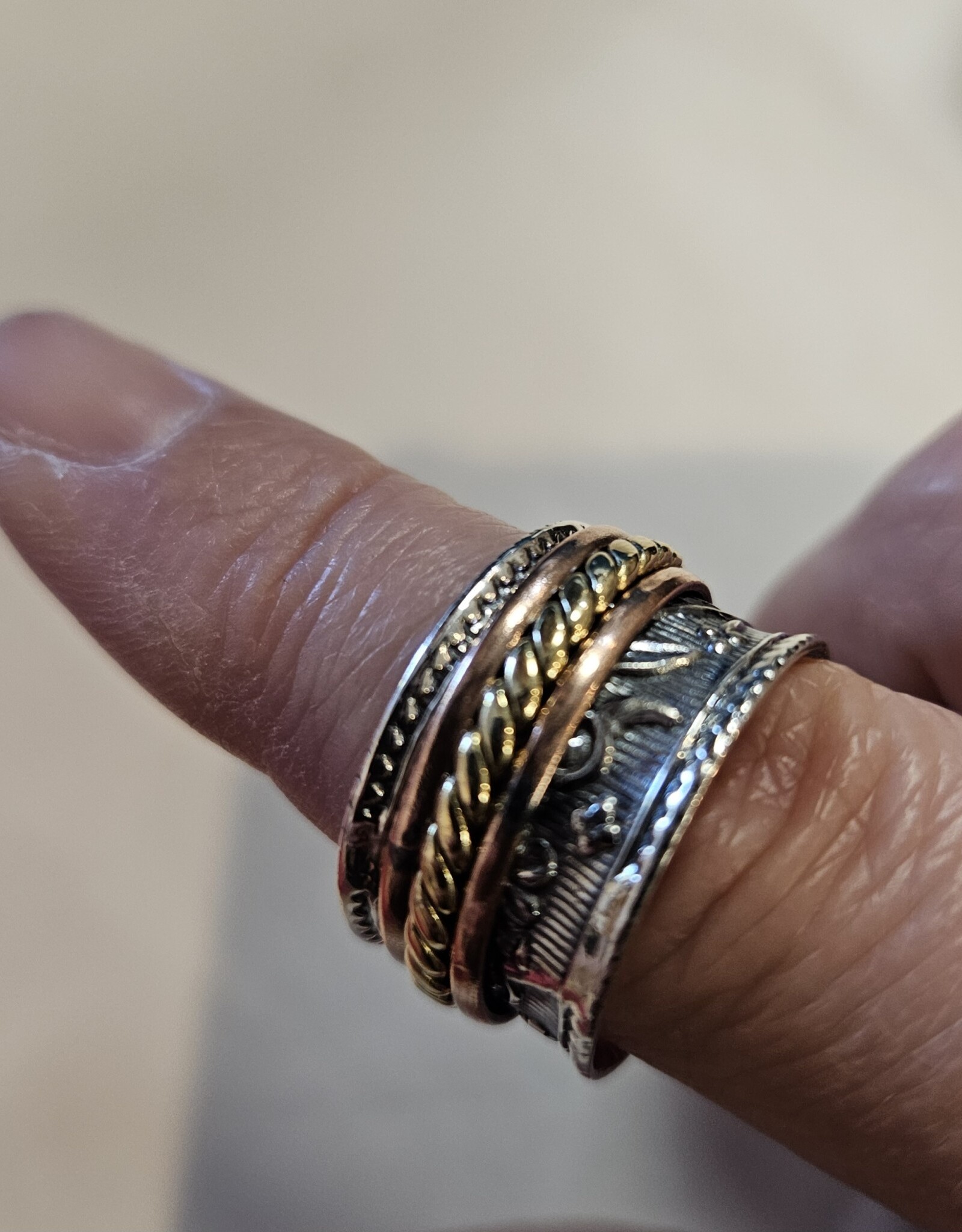 Silver Colour with Copper & Brass Spinner Ring