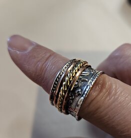 Silver Colour with Copper & Brass Spinner Ring