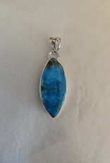 Turquoise Long Sterling Silver Pendant