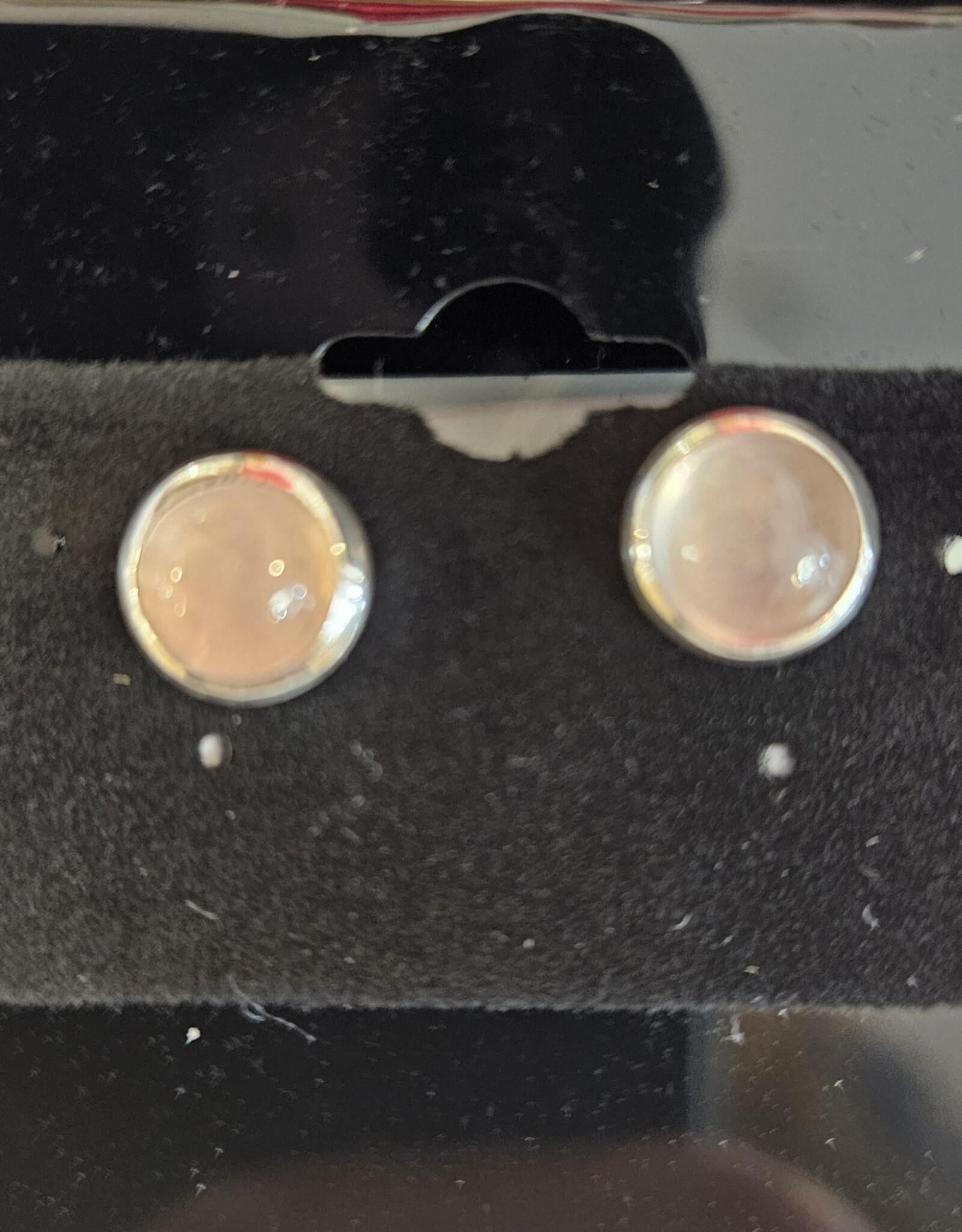 Rose Quartz Stud Earrings Sterling Silver lrg