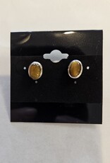 Tiger Eye Stud Sterling Silver Earrings