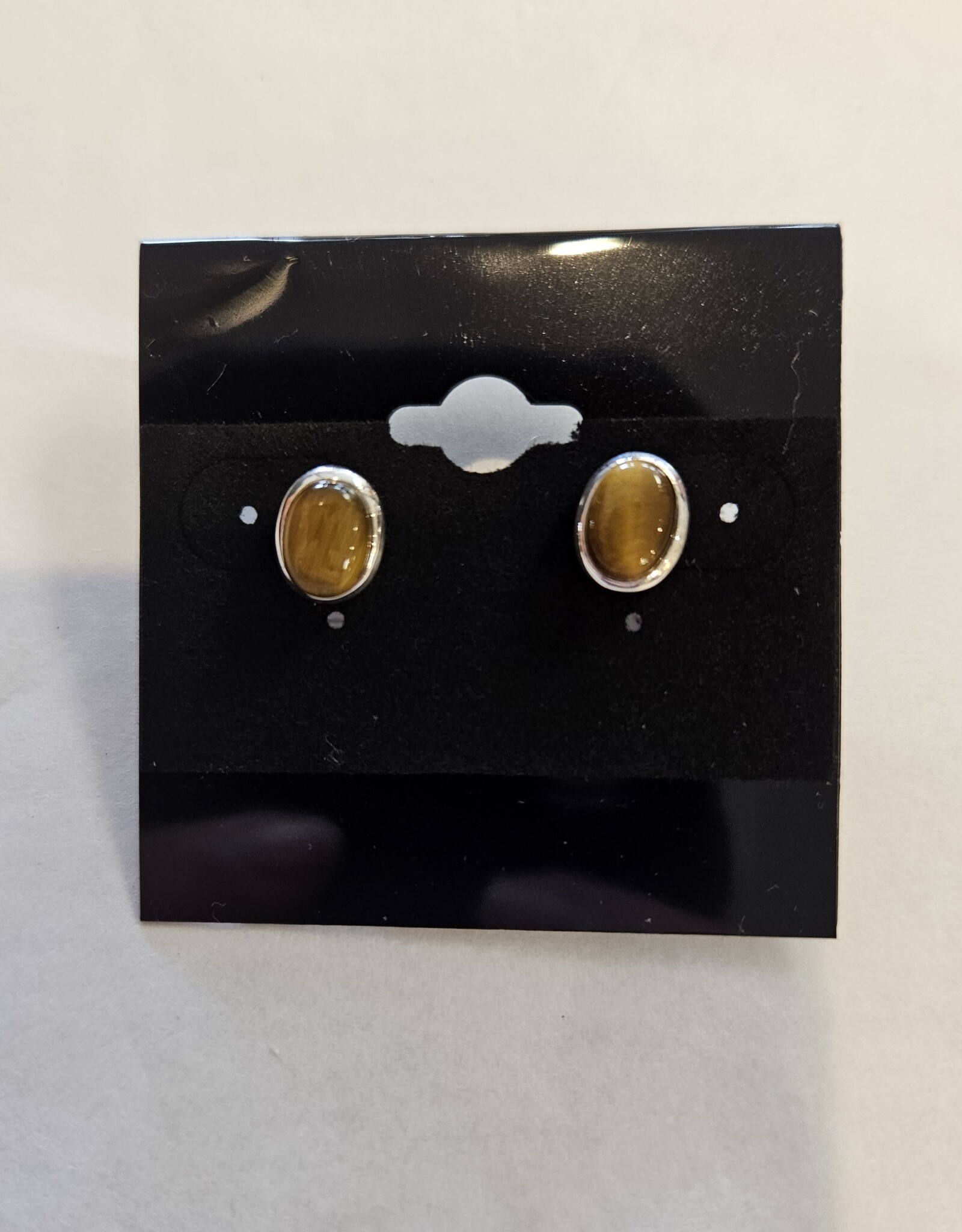 Tiger Eye Stud Sterling Silver Earrings