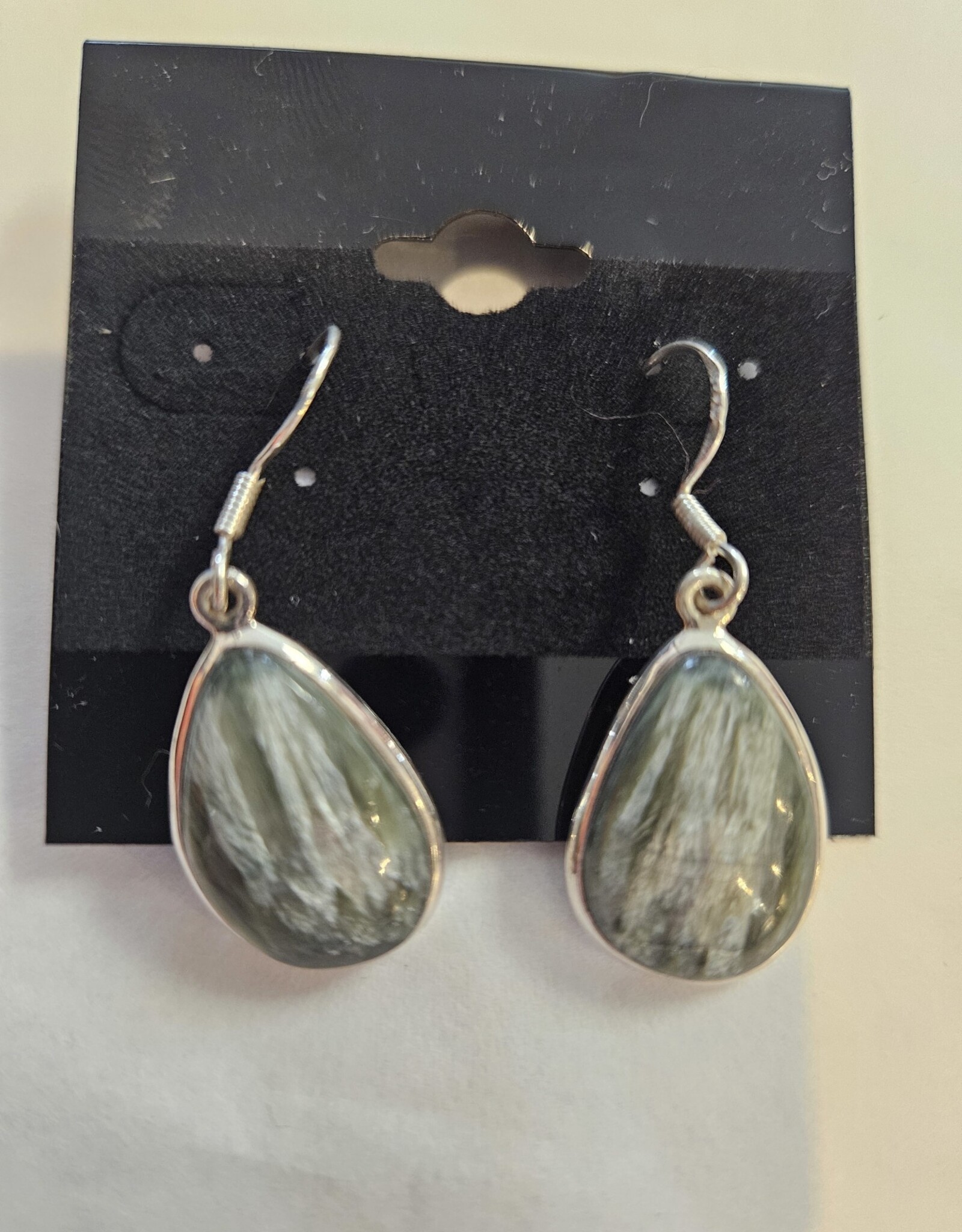 Seraphinite Teardrop Sterling Silver Dangle Earrings