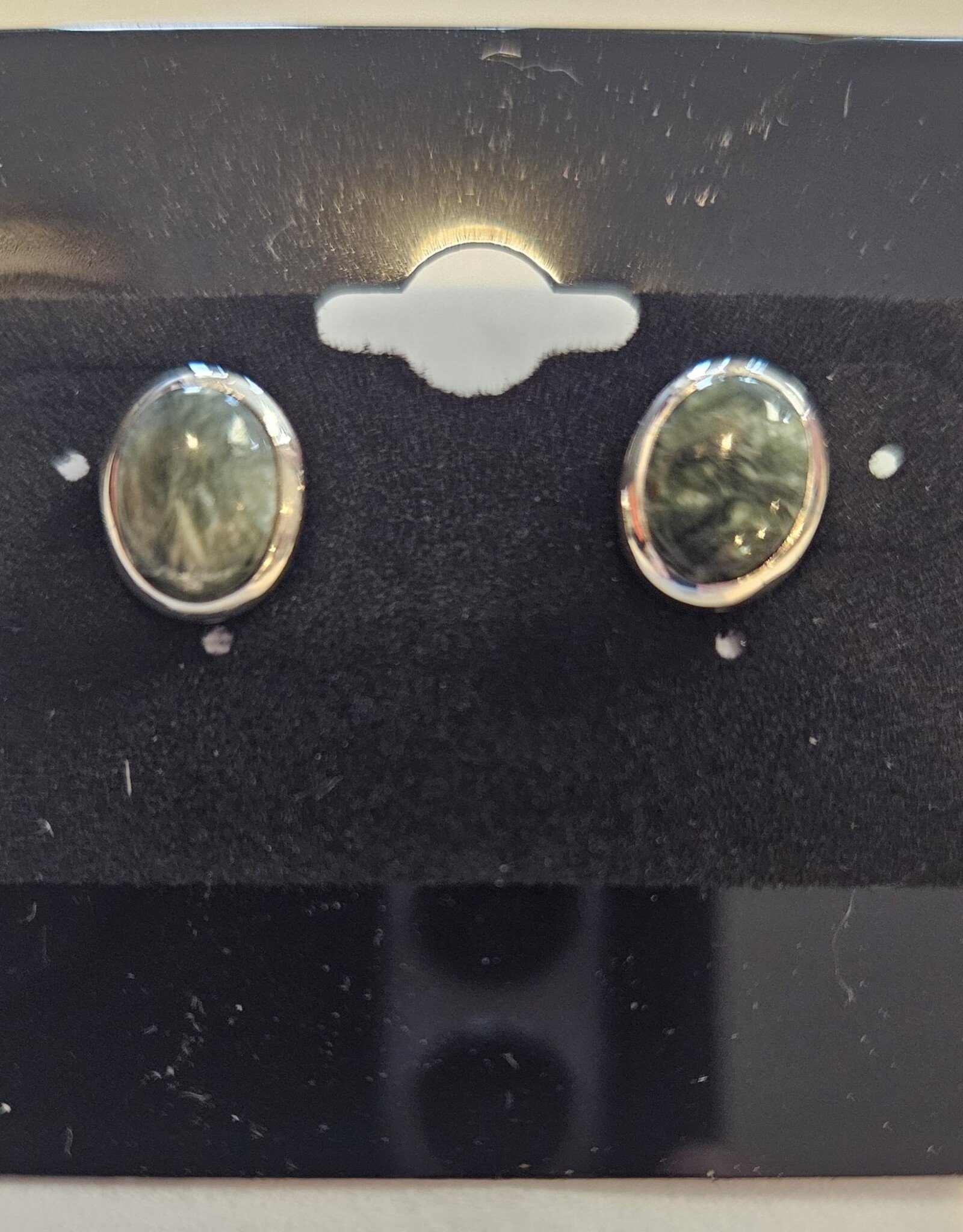 Seraphinite Stud Sterling Silver Earrings