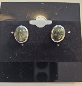 Seraphinite Stud Sterling Silver Earrings