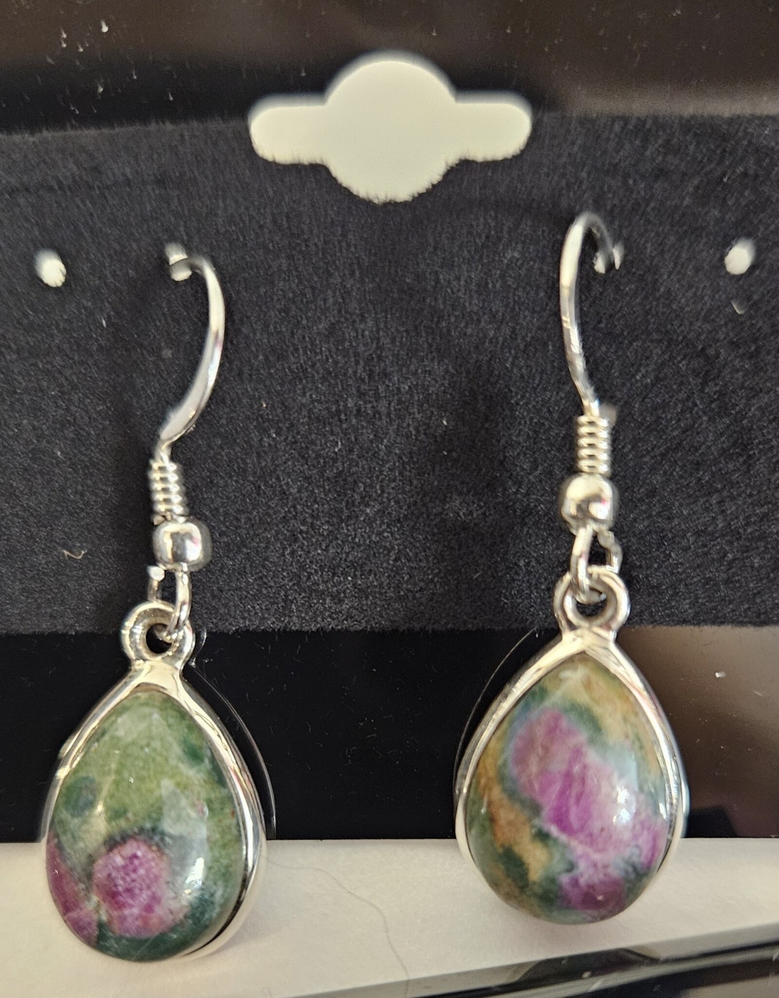 Ruby Zoisite Teardrop Sterling Silver Earrings