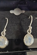 Rainbow Moonstone Faceted Oval Sterling Silver Dangle Earrings