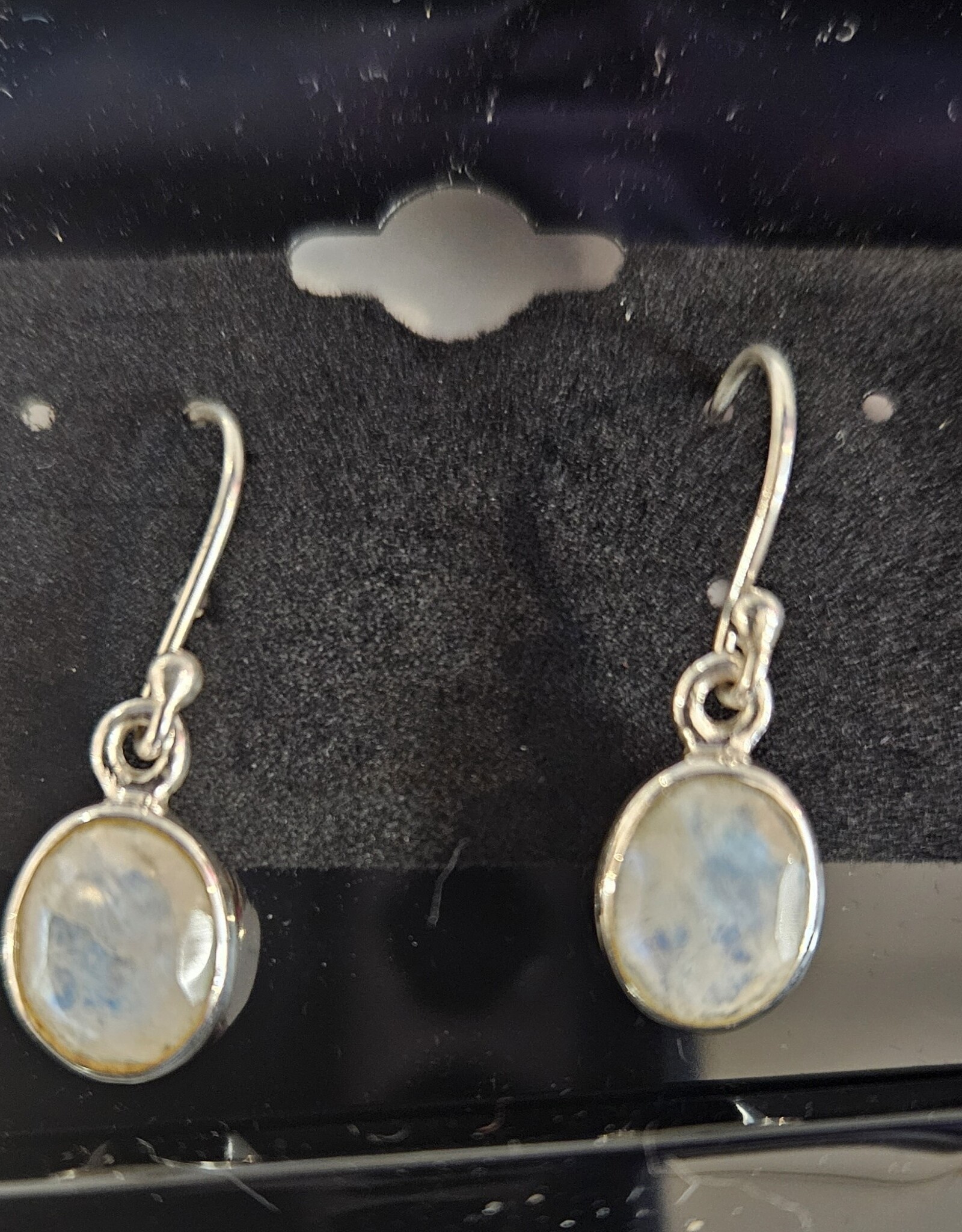 Rainbow Moonstone Faceted Oval Sterling Silver Dangle Earrings