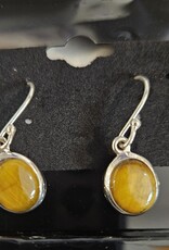 Tiger Eye Oval Sterling Silver Dangle Earrings sml