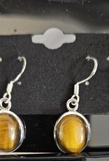 Tiger Eye Oval Dangle Sterling Silver Earrings lrg