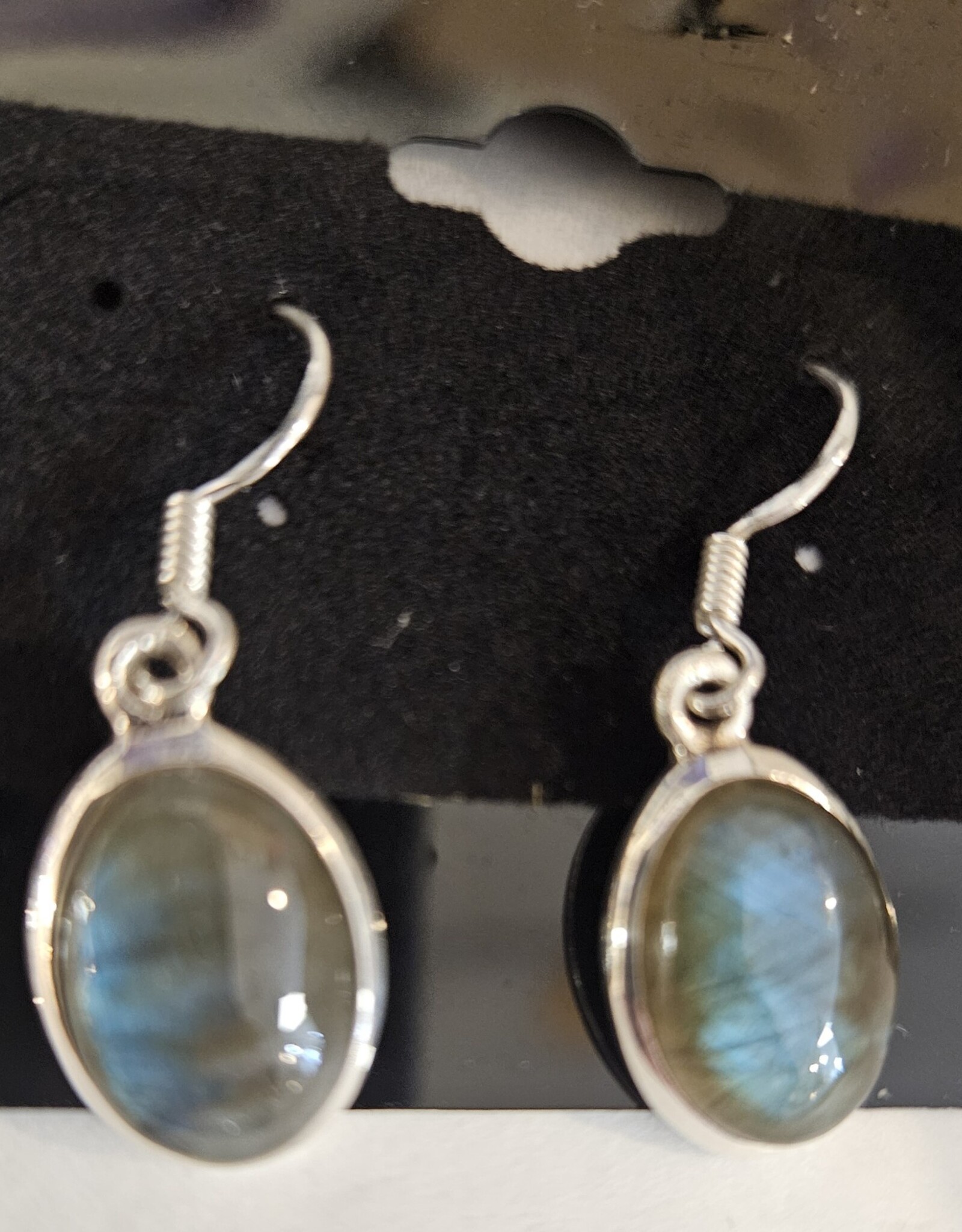 Labradorite Oval Sterling Silver Earrings Lrg