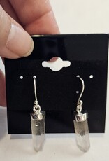 Sterling Silver Natural Quartz Point Dangle Earrings