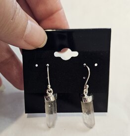 Sterling Silver Natural Quartz Point Dangle Earrings
