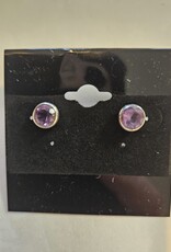 Faceted Amethyst Stud Earrings