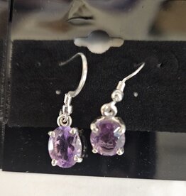 Amethyst Sterling Silver Dangle Faceted Earrings