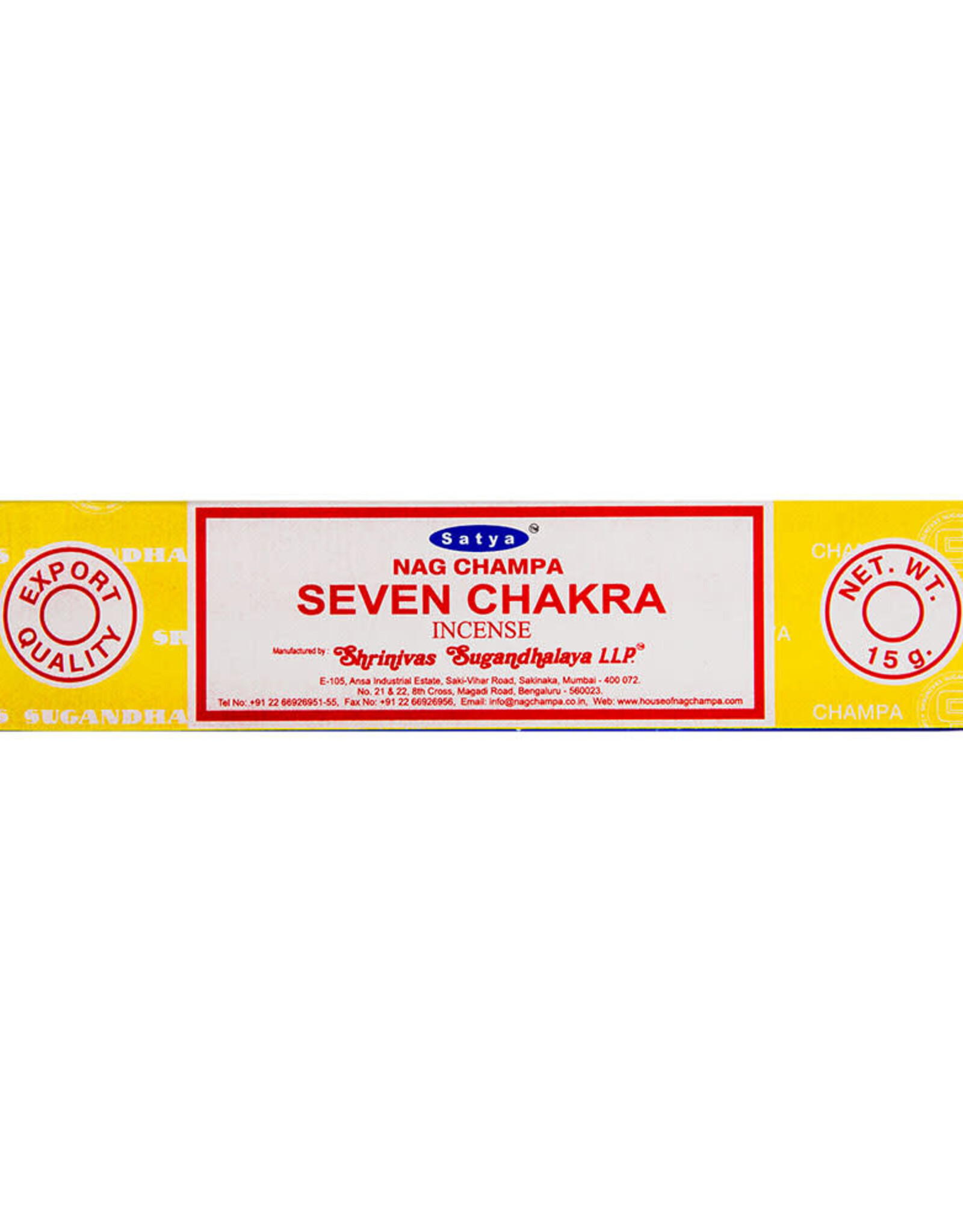 Satya Seven Chakra Incense 15 Grams Satya Seven Chakra Incense 15 Grams