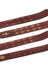 Long Wood Incense Holder - mixed golden designs