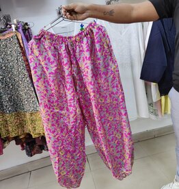 Trousers 100% Silk Palazzo Wide Long Bottom Closed Style Hand Print Natural Dye