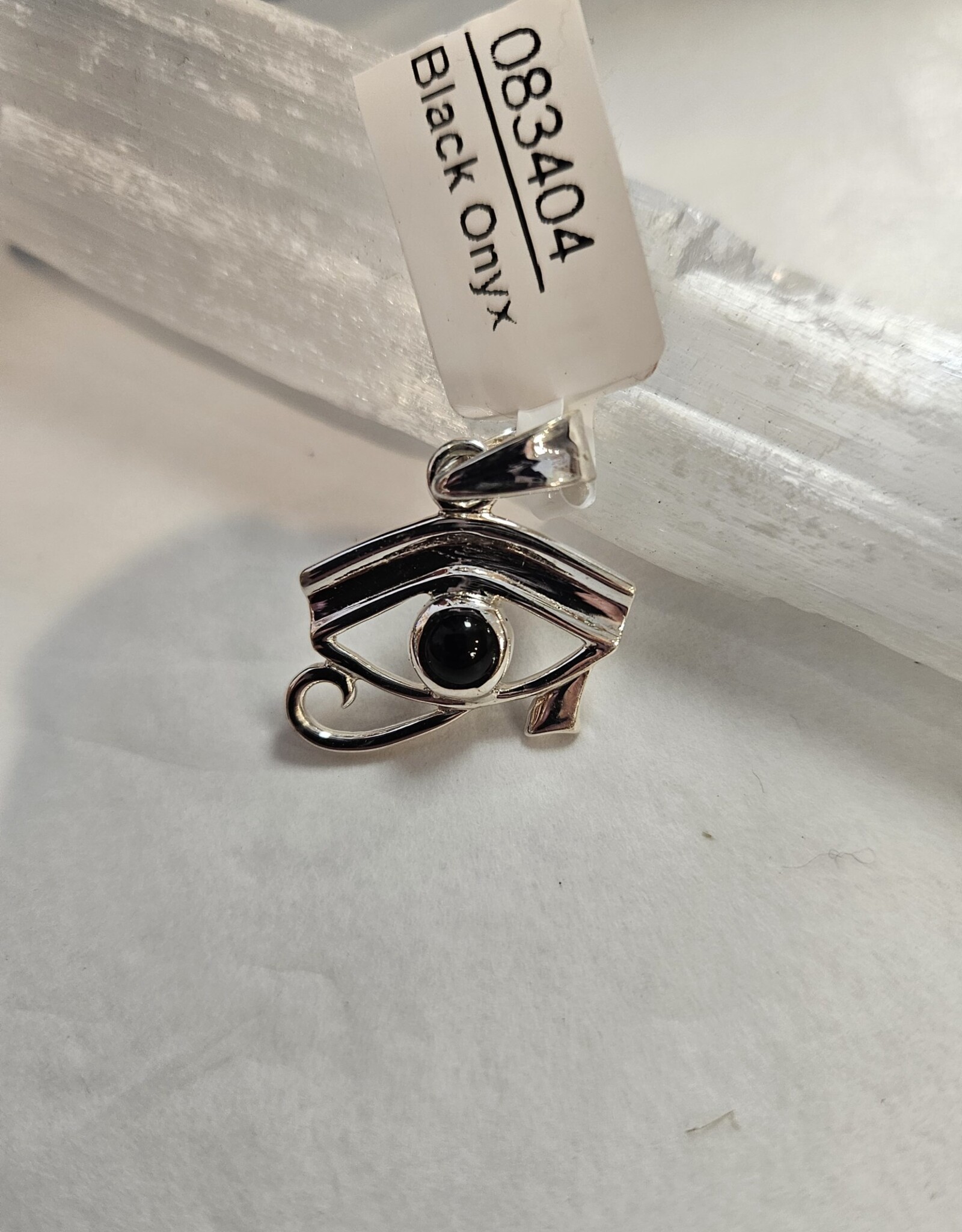 Black Onyx Eye of Horus Sterling Silver Pendant