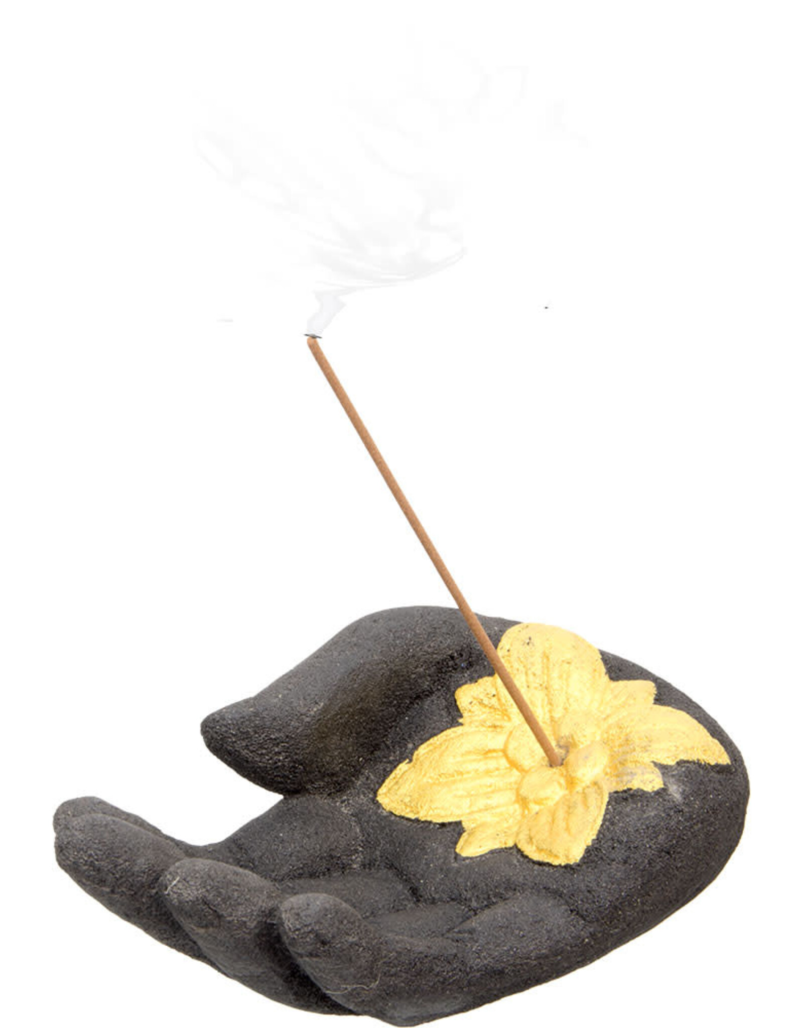 VOLCANIC STONE INCENSE HOLDER/HAND 5.5″X2.25″