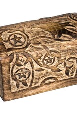 Raven Carved Wood Treasure Chest (7.5x4.75)