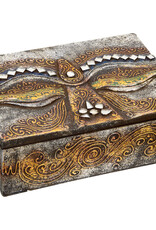 WOOD BOX-CARVED/BUDDHA EYES-SILVER 5″X7″