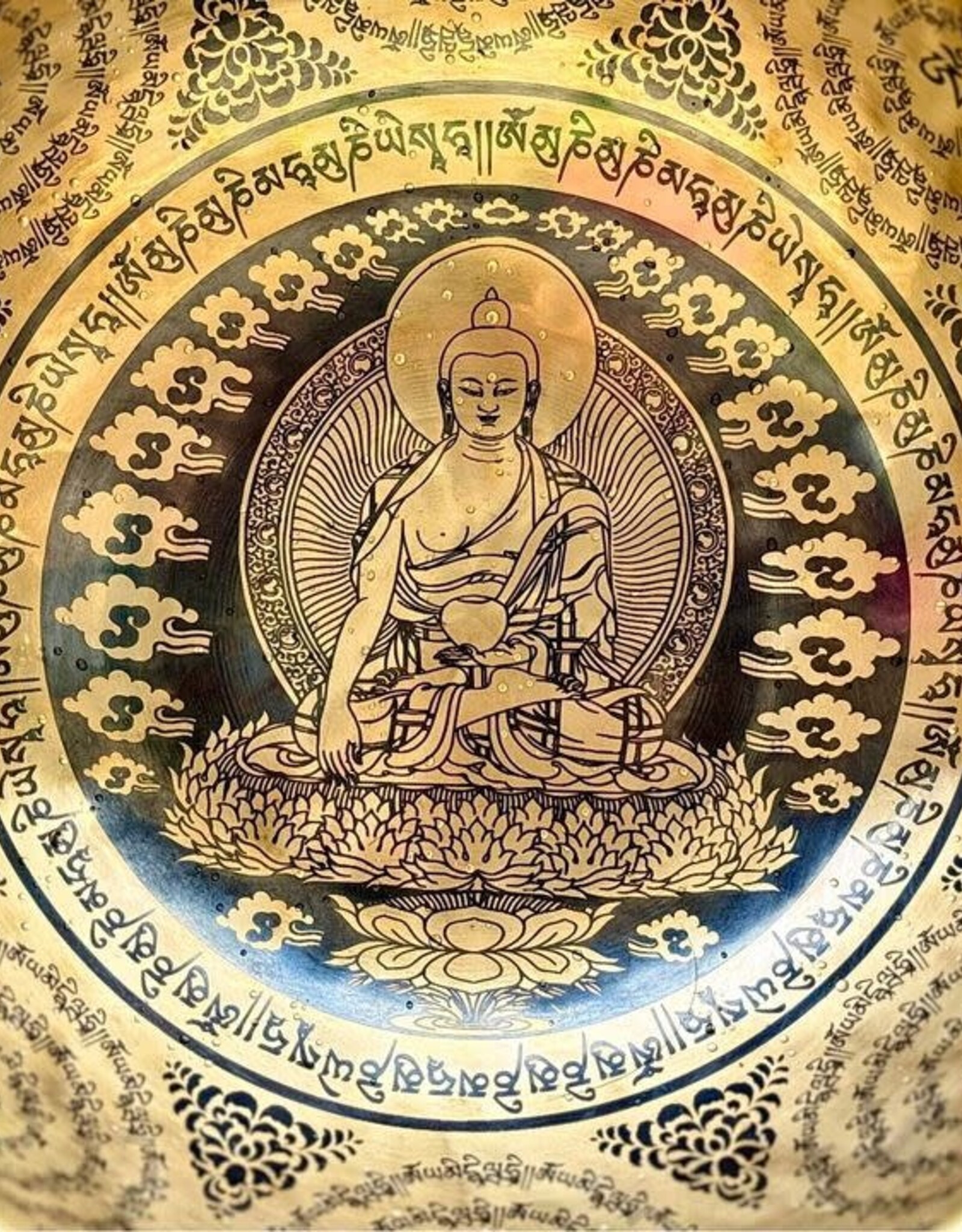10 inch Buddha Carving Tibetan Singing bowl from Nepal
