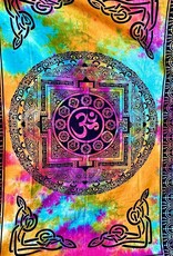 Om Mandala with Seven chakra Symbol Tie Dye Wall hanging Tapestry from Nepal
