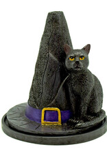 Incense Burner Witches Hat with Cat 4 1/2 inches tall