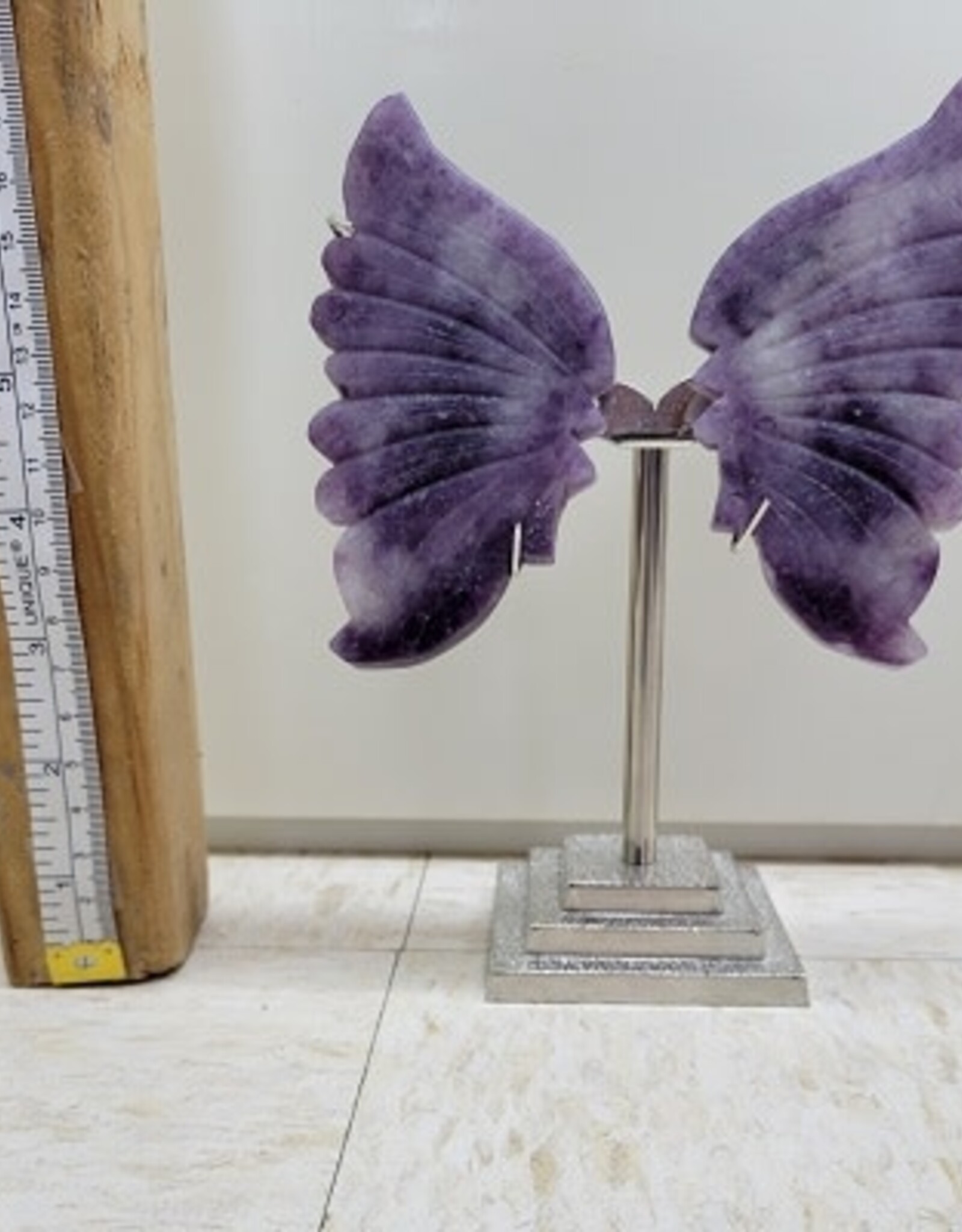 LEPIDOLITE – BUTTERFLY WINGS ON METAL STAND 4.5"