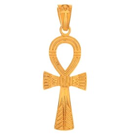 PENDANT-STERLING SILVER-ANKH CROSS GOLD 1.25″