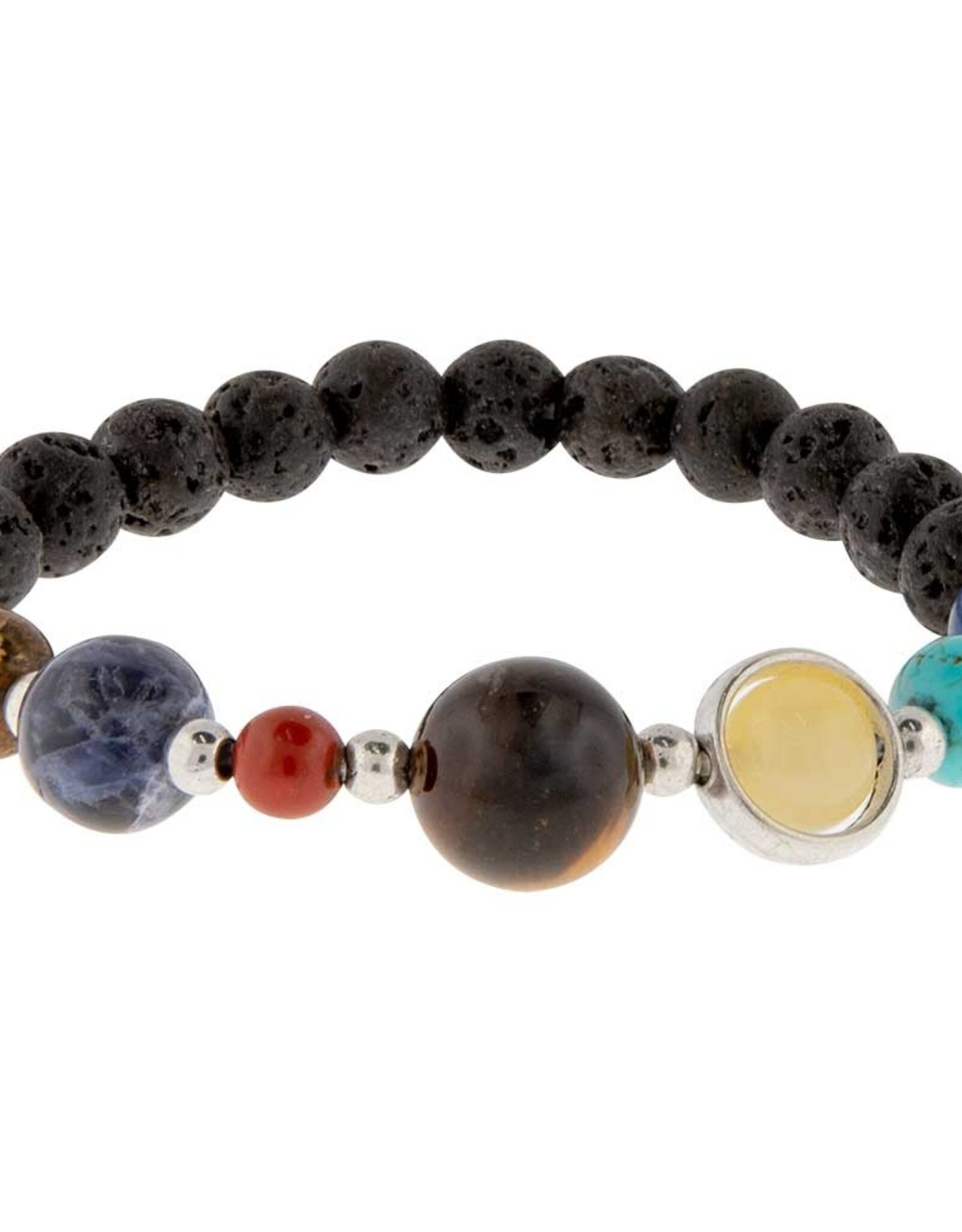 BRACELET - SOLAR SYSTEM - 6-8MM BEADS - LAVA & GEMSTONES