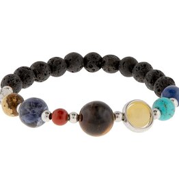 BRACELET - SOLAR SYSTEM - 6-8MM BEADS - LAVA & GEMSTONES