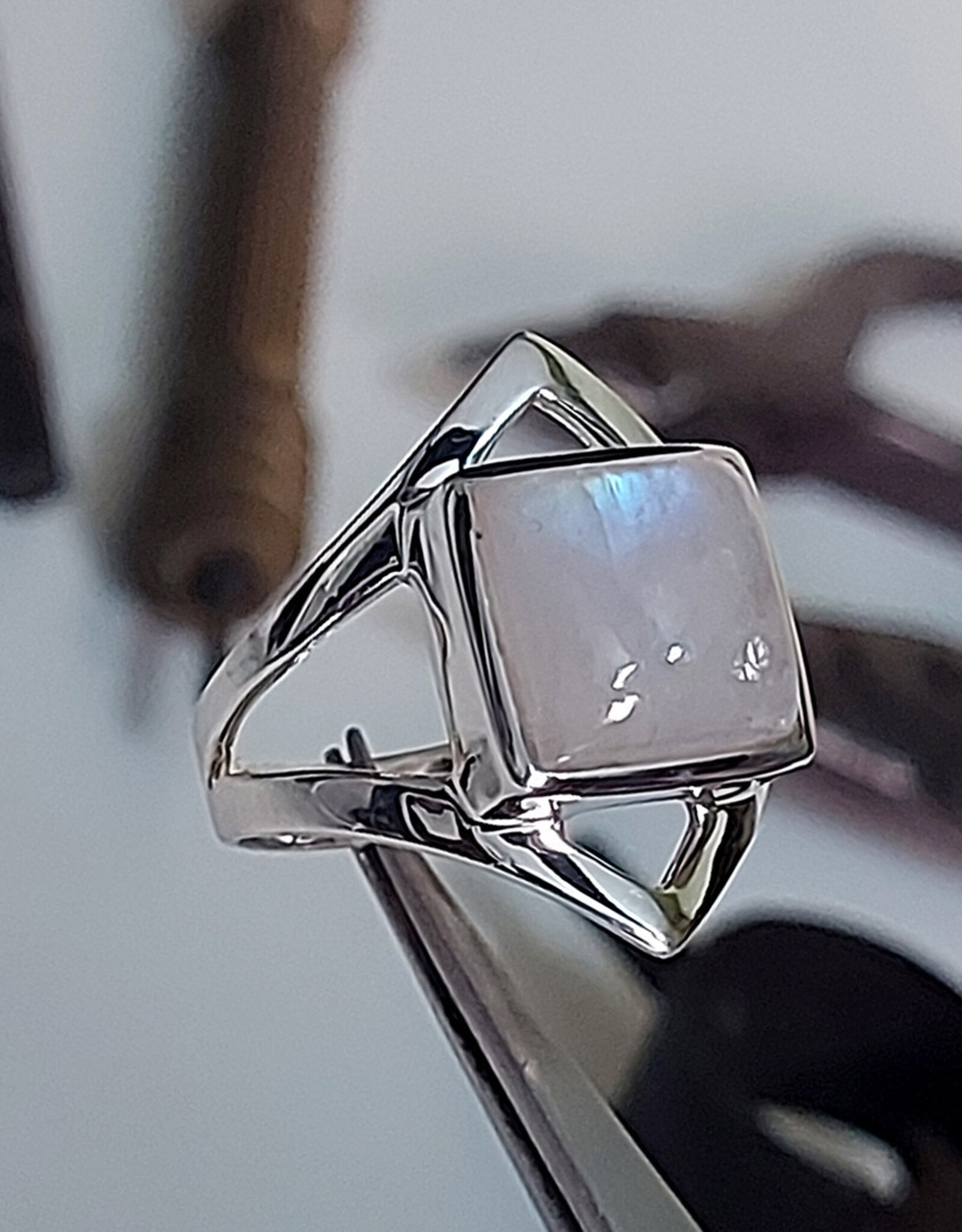 Abundant Energy Rainbow Moonstone Sterling Silver Ring
