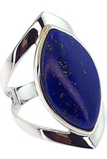 Open Band Sterling Silver Ring Lapis Lazuli Size 7