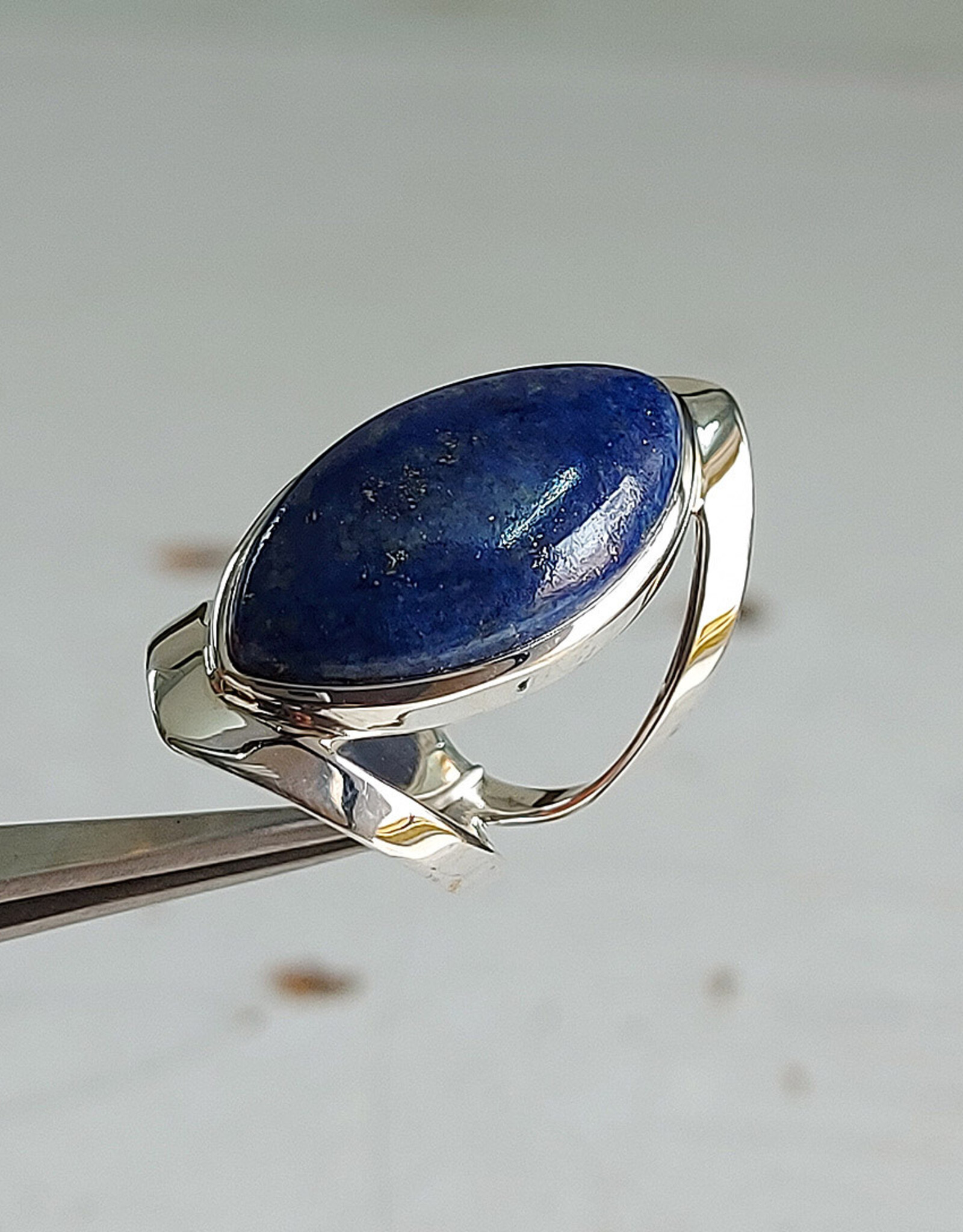 Open Band Sterling Silver Ring Lapis Lazuli Size 7