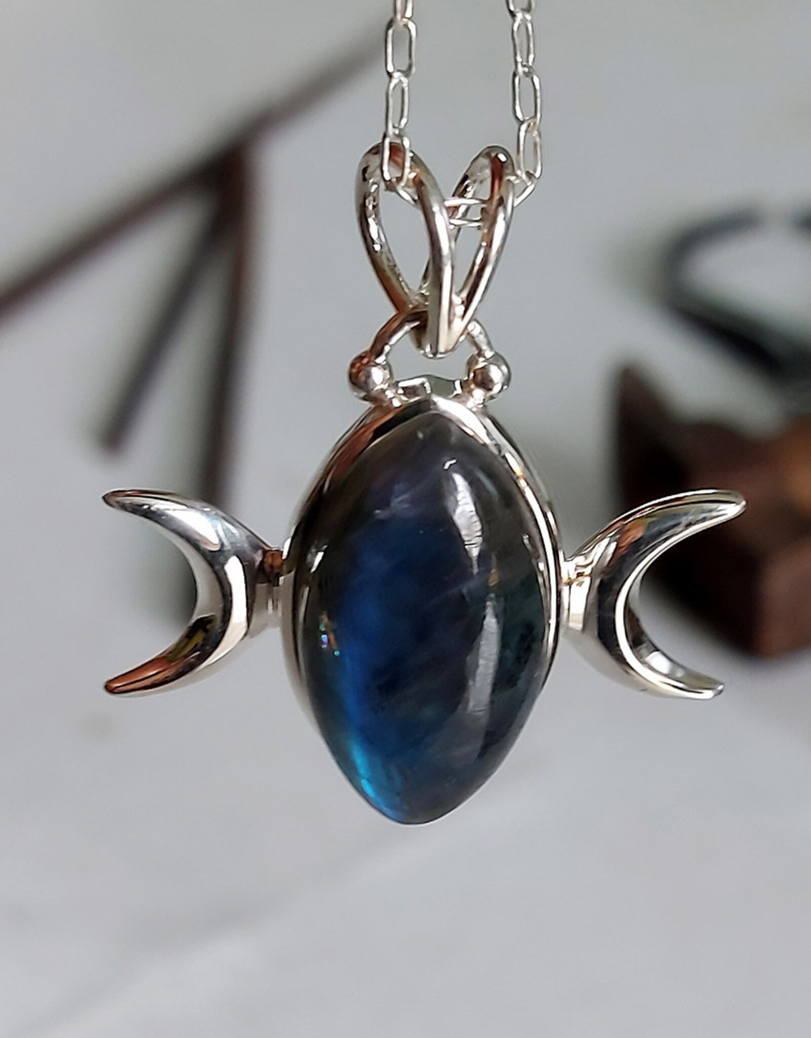 Large Marquee Labradorite Sterling Silver Pendant